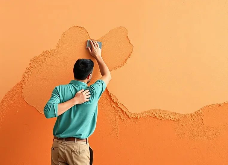 Application d'un enduit décoratif à la lisseuse sur un mur